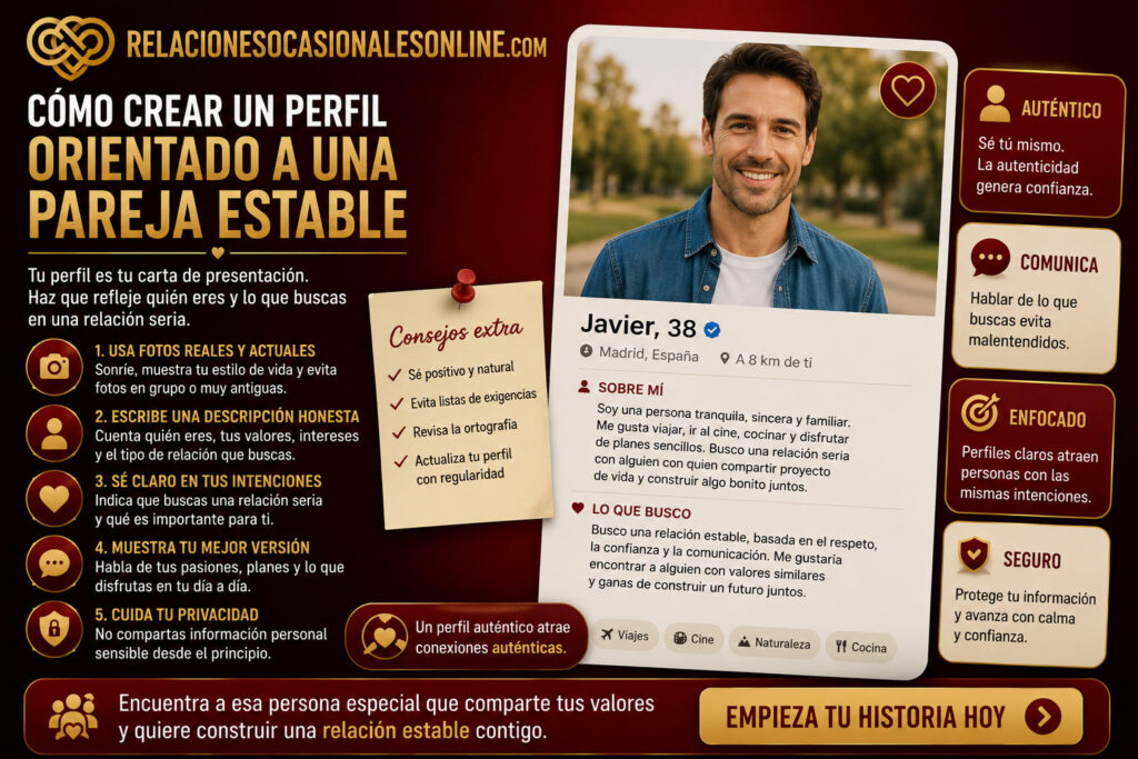 como crear un perfil orientado a una pareja estable